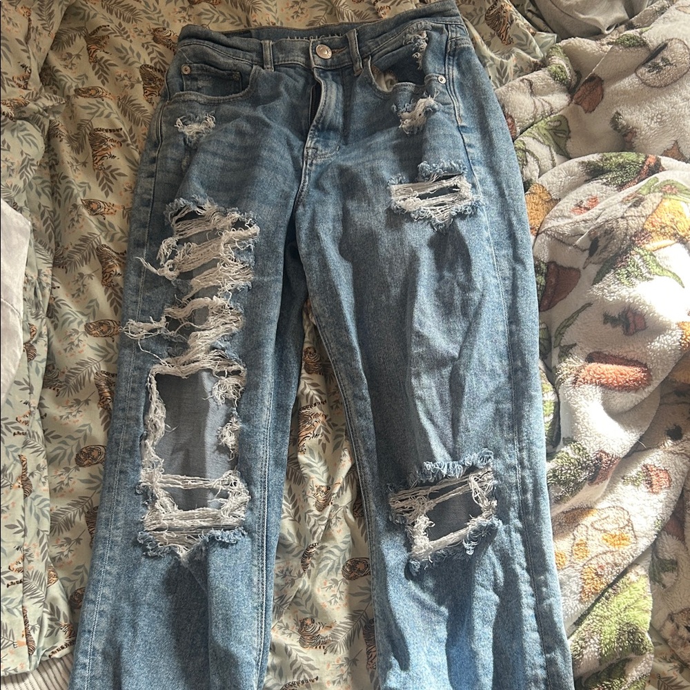 American Eagle Outfitters Ripped Blue Boyfriend Jeans